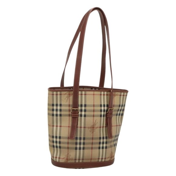 BURBERRY Nova Check Shoulder Bag PVC Beige Gold Auth yk18181 - Picture 1 of 16